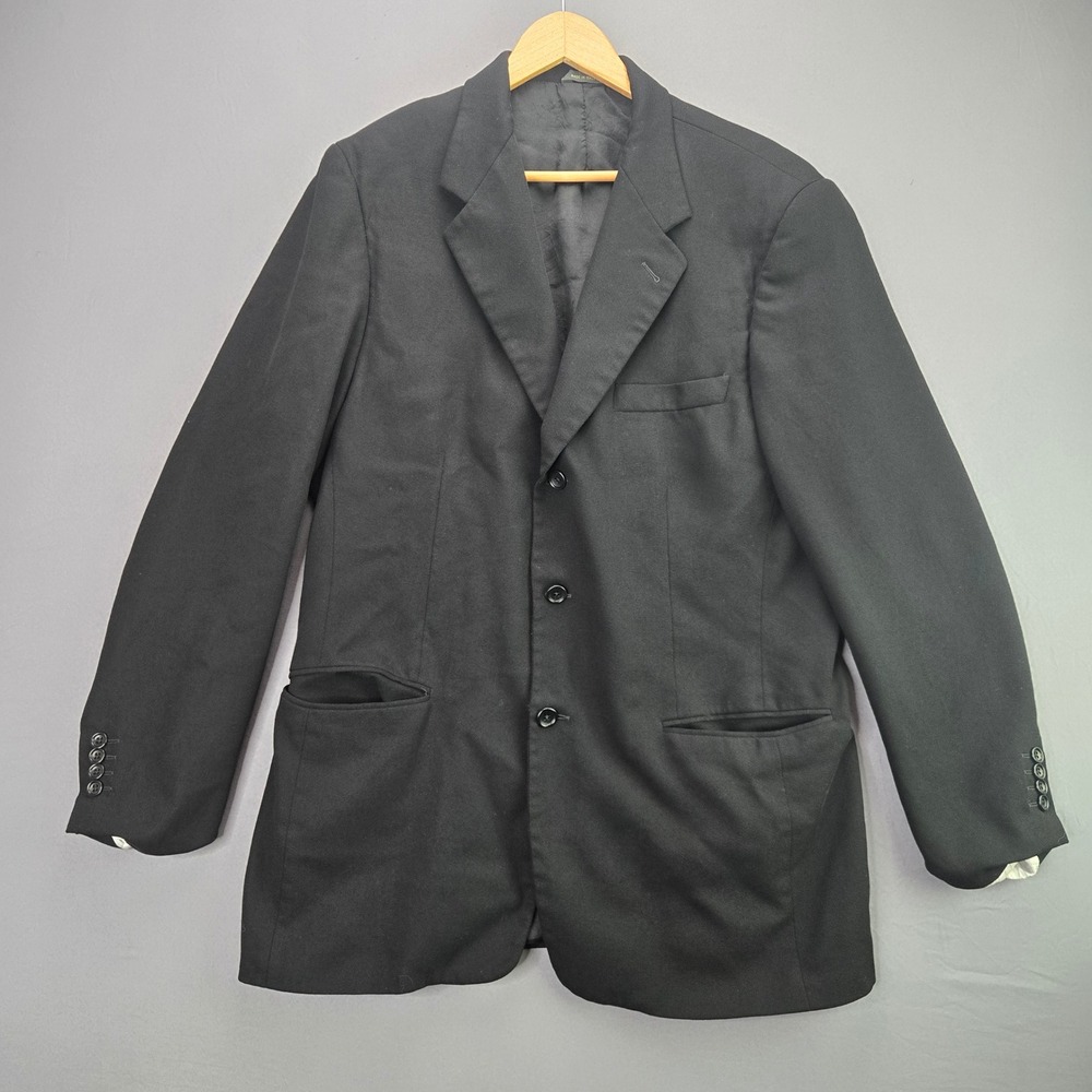 Banana Republic Blazer Sport Coat 44L Black 3-Button Made in Italy Vintage Mens